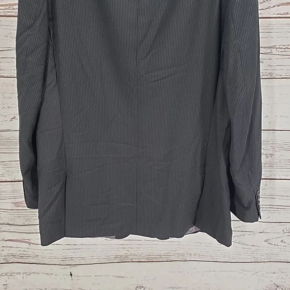 Perry Ellis Portfolio Men's Black Pinstriped 2Buttons Sportscoat Blazer 46L